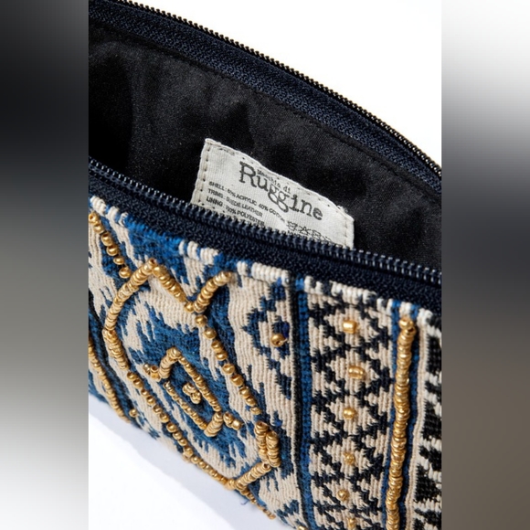 Handmade Hand Beaded Wristlet Clutch - Ethnic Inspired Design - Dyed Fine Cotton - Picture 6 of 7